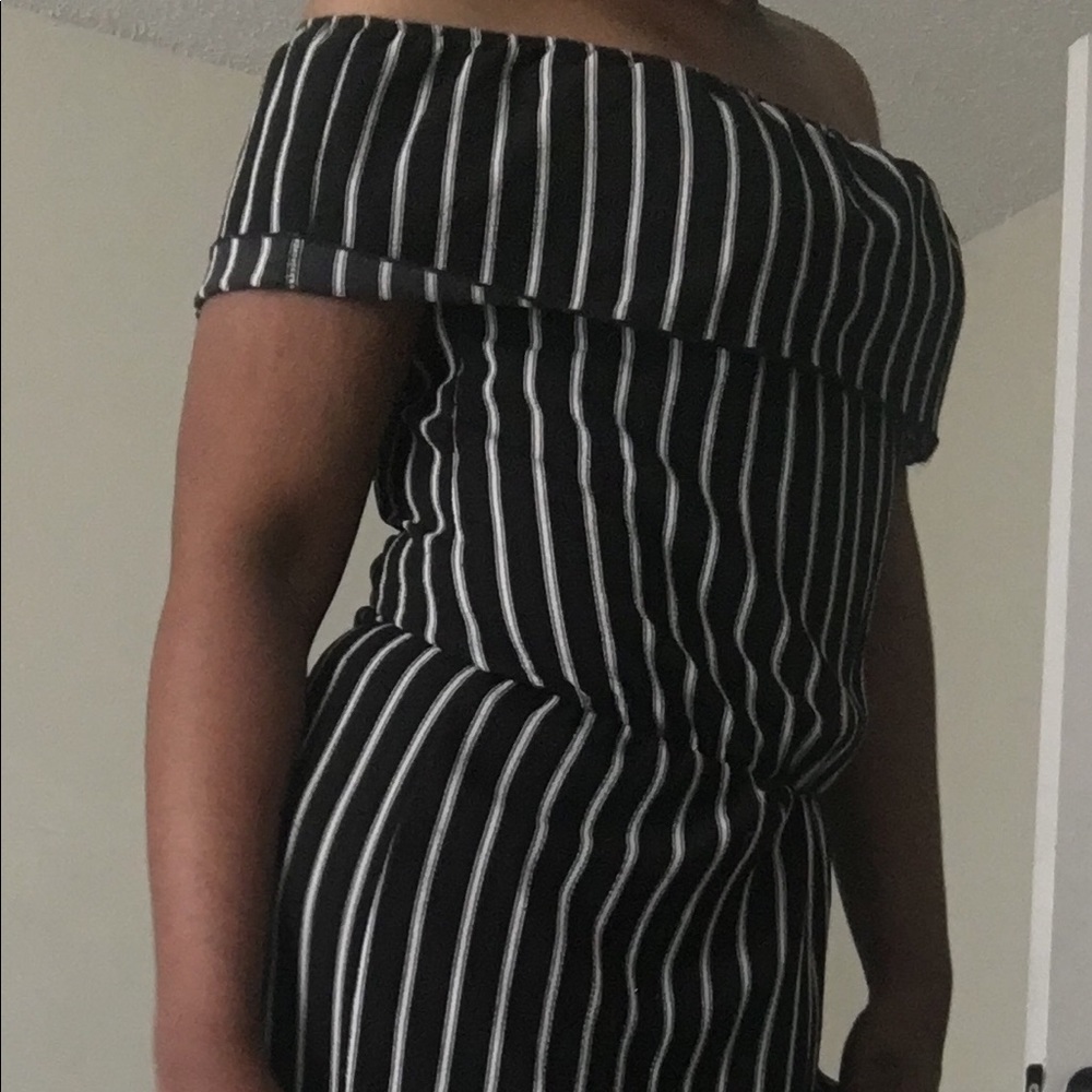 Black and white pant suit